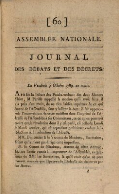 Journal des débats et des décrets Freitag 9. Oktober 1789