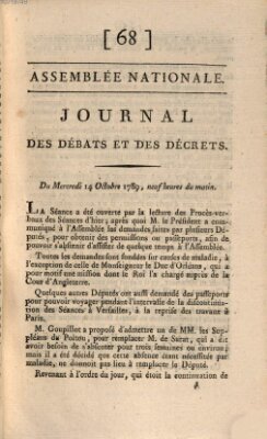 Journal des débats et des décrets Mittwoch 14. Oktober 1789