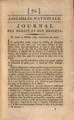 Journal des débats et des décrets Donnerstag 15. Oktober 1789