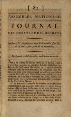 Journal des débats et des décrets Samstag 31. Oktober 1789