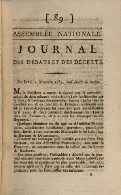 Journal des débats et des décrets Montag 9. November 1789