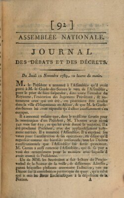 Journal des débats et des décrets Donnerstag 12. November 1789