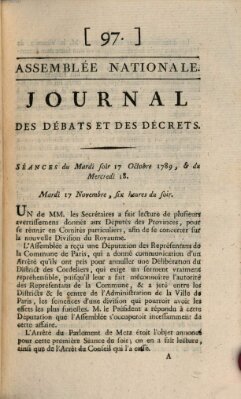 Journal des débats et des décrets Mittwoch 18. November 1789