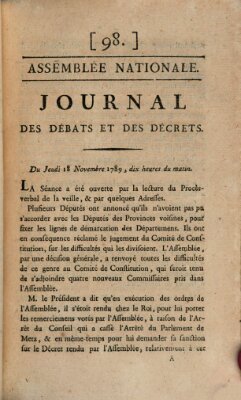 Journal des débats et des décrets Mittwoch 18. November 1789