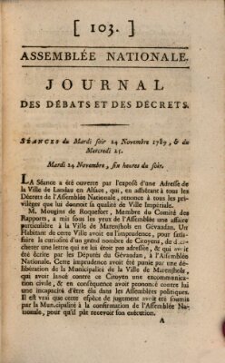 Journal des débats et des décrets Mittwoch 25. November 1789