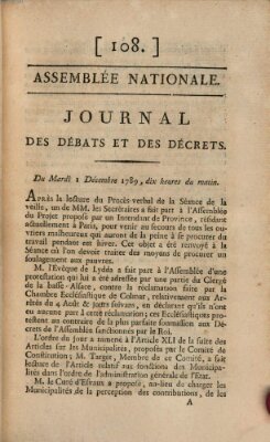 Journal des débats et des décrets Dienstag 1. Dezember 1789