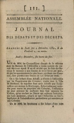 Journal des débats et des décrets Freitag 4. Dezember 1789