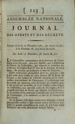 Journal des débats et des décrets Donnerstag 17. Dezember 1789