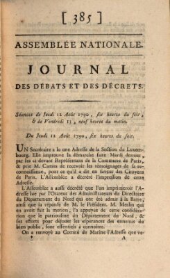 Journal des débats et des décrets Freitag 13. August 1790