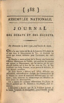 Journal des débats et des décrets Sonntag 15. August 1790