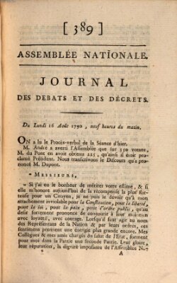 Journal des débats et des décrets Montag 16. August 1790