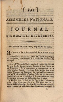 Journal des débats et des décrets Mittwoch 18. August 1790