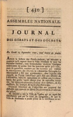 Journal des débats et des décrets Montag 13. September 1790