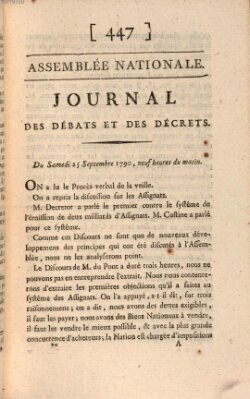 Journal des débats et des décrets Samstag 25. September 1790