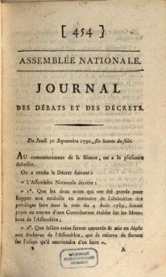 Journal des débats et des décrets Donnerstag 30. September 1790