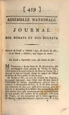 Journal des débats et des décrets Montag 4. Oktober 1790