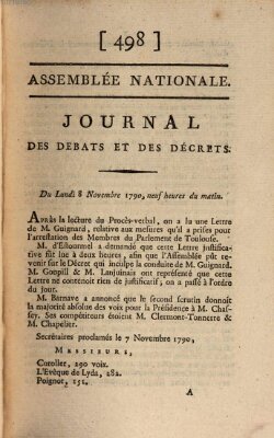 Journal des débats et des décrets Montag 8. November 1790