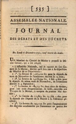 Journal des débats et des décrets Montag 6. Dezember 1790