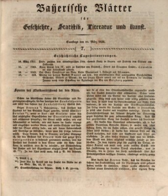 Bayerische Blätter für Geschichte, Statistik, Literatur und Kunst (Bayerische Blätter) Samstag 24. März 1832