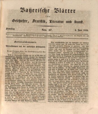 Bayerische Blätter für Geschichte, Statistik, Literatur und Kunst (Bayerische Blätter) Samstag 2. Juni 1832