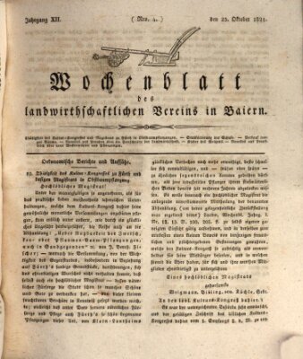 Wochenblatt des Landwirtschaftlichen Vereins in Bayern Dienstag 23. Oktober 1821