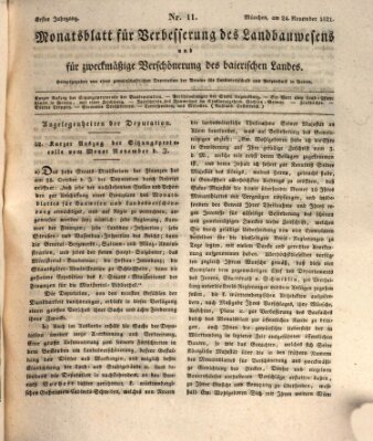 Wochenblatt des Landwirtschaftlichen Vereins in Bayern Samstag 24. November 1821