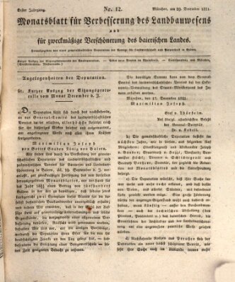 Wochenblatt des Landwirtschaftlichen Vereins in Bayern Samstag 29. Dezember 1821