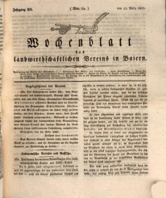 Wochenblatt des Landwirtschaftlichen Vereins in Bayern Dienstag 12. März 1822