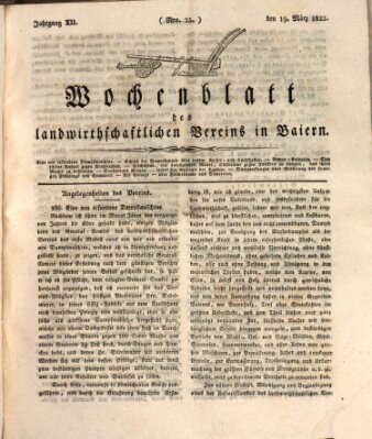 Wochenblatt des Landwirtschaftlichen Vereins in Bayern Dienstag 19. März 1822