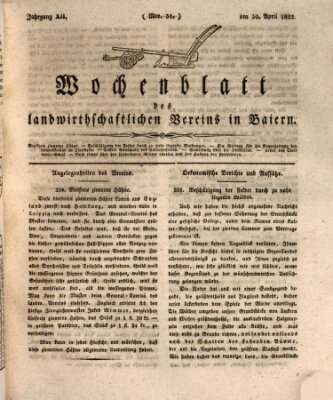 Wochenblatt des Landwirtschaftlichen Vereins in Bayern Tuesday 30. April 1822