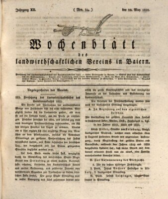 Wochenblatt des Landwirtschaftlichen Vereins in Bayern Montag 20. Mai 1822