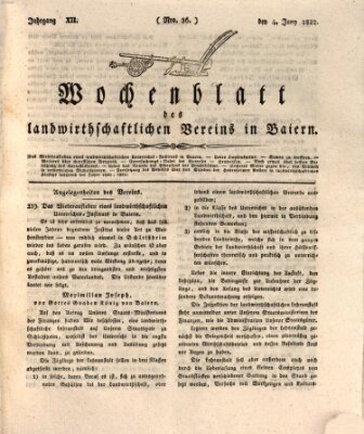 Wochenblatt des Landwirtschaftlichen Vereins in Bayern Dienstag 4. Juni 1822