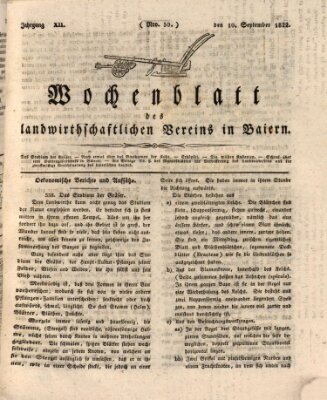 Wochenblatt des Landwirtschaftlichen Vereins in Bayern Dienstag 10. September 1822