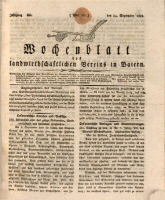 Wochenblatt des Landwirtschaftlichen Vereins in Bayern Dienstag 24. September 1822