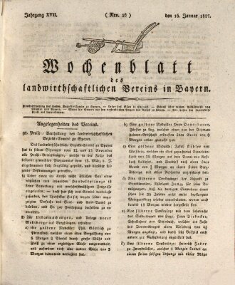 Wochenblatt des Landwirtschaftlichen Vereins in Bayern Dienstag 16. Januar 1827