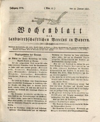 Wochenblatt des Landwirtschaftlichen Vereins in Bayern Dienstag 23. Januar 1827