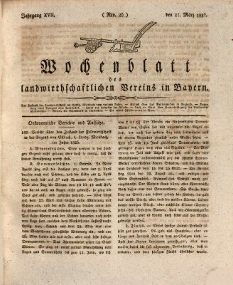 Wochenblatt des Landwirtschaftlichen Vereins in Bayern Dienstag 27. März 1827