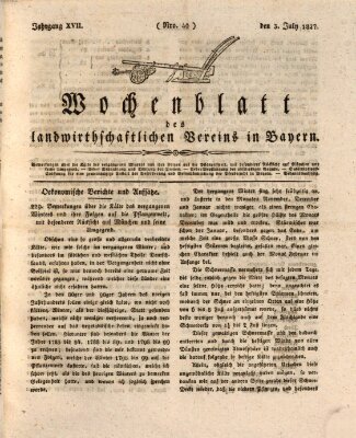 Wochenblatt des Landwirtschaftlichen Vereins in Bayern Dienstag 3. Juli 1827