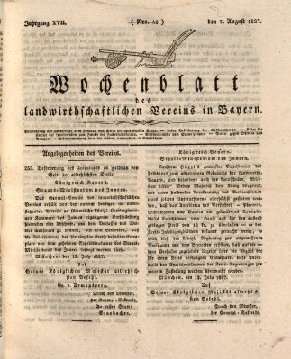 Wochenblatt des Landwirtschaftlichen Vereins in Bayern Dienstag 7. August 1827