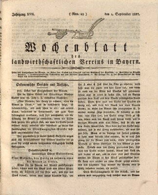 Wochenblatt des Landwirtschaftlichen Vereins in Bayern Dienstag 4. September 1827