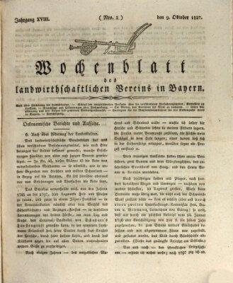 Wochenblatt des Landwirtschaftlichen Vereins in Bayern Dienstag 9. Oktober 1827