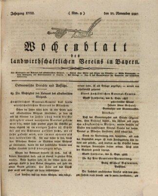 Wochenblatt des Landwirtschaftlichen Vereins in Bayern Dienstag 27. November 1827