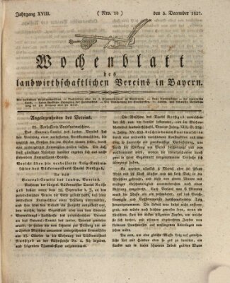 Wochenblatt des Landwirtschaftlichen Vereins in Bayern Montag 3. Dezember 1827