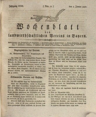 Wochenblatt des Landwirtschaftlichen Vereins in Bayern Dienstag 1. Januar 1828