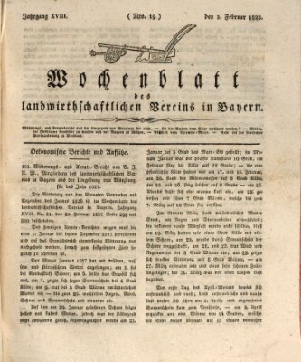 Wochenblatt des Landwirtschaftlichen Vereins in Bayern Dienstag 5. Februar 1828