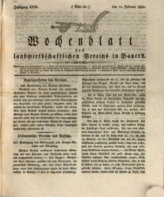 Wochenblatt des Landwirtschaftlichen Vereins in Bayern Dienstag 12. Februar 1828