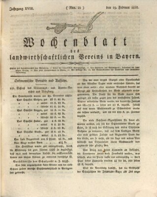 Wochenblatt des Landwirtschaftlichen Vereins in Bayern Dienstag 19. Februar 1828