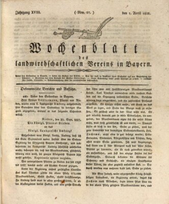 Wochenblatt des Landwirtschaftlichen Vereins in Bayern Dienstag 1. April 1828