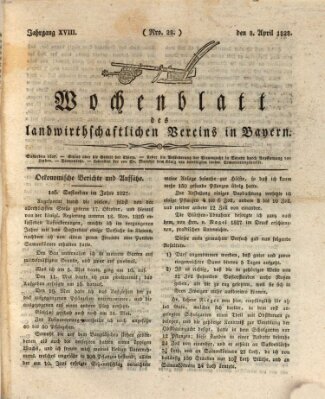 Wochenblatt des Landwirtschaftlichen Vereins in Bayern Dienstag 8. April 1828