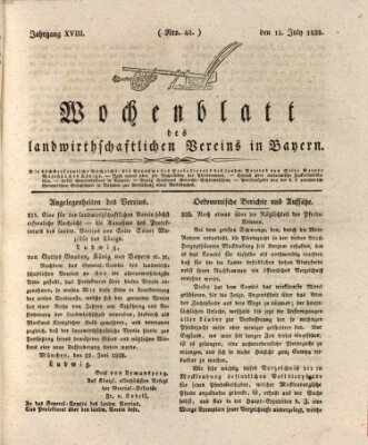 Wochenblatt des Landwirtschaftlichen Vereins in Bayern Dienstag 15. Juli 1828